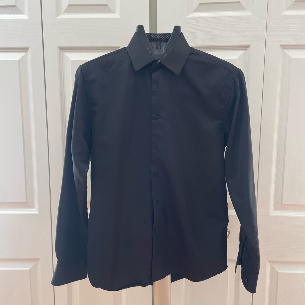 Nine West Men's Black Dress Shirt Slim Fit